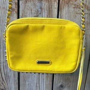Rebecca Minkoff Studded Yellow Embossed Leather Crossbody Bag